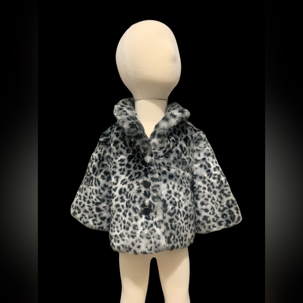 NWT Janie and Jack Baby Girls Leopard Print Faux Fur Coat 6-12M